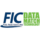 Fuel Injector Clinic logo featuring data match technology for high-performance fuel injectors.