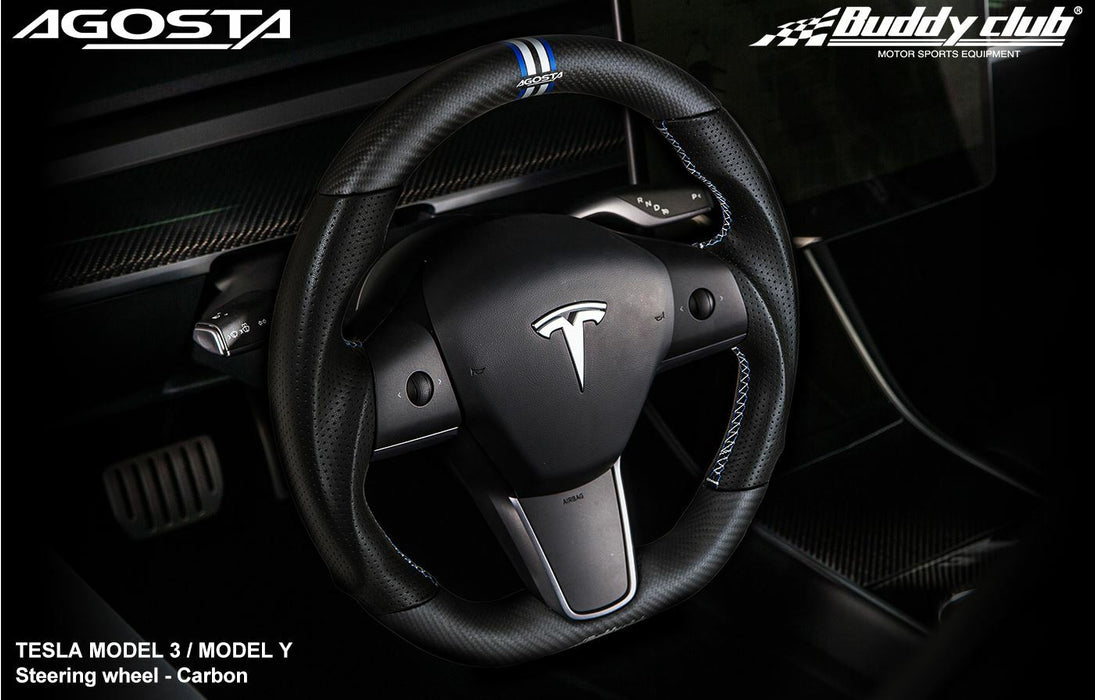 buddy Club Sport Steering Wheel Matt Dry Carbon for 2020-2021 Tesla Model Y