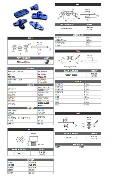 Tomei Fuel Pressure Regulator Adapter Part No.3 For MitsubishiTomei USA