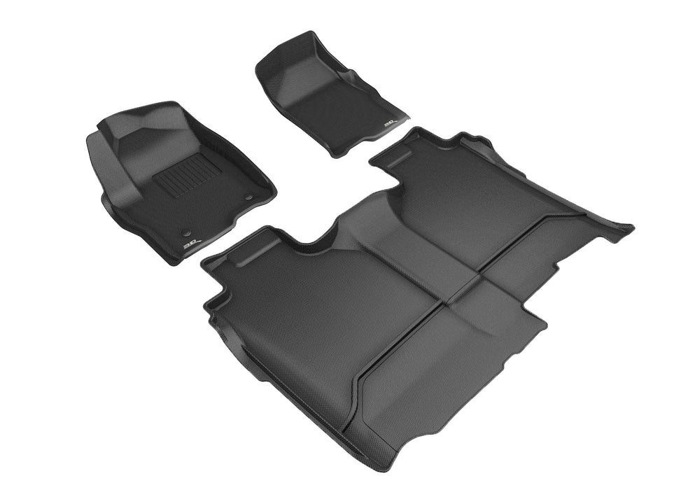 3D MAXpider Floor Mat For GMC SIERRA 1500 / CHEVROLET SILVERADO 1500 CREW CAB 5-SEAT 2019-2024 KAGU BLACK R1 R2 (TRIM TO FIT UNDERSEAT BOX)3D MAXpider