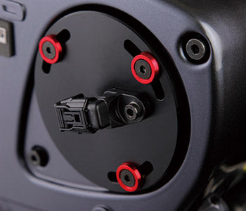 HKS crank angle sensor kit installed on Nissan GTR with solid cam, featuring red accents and high-precision sensor.