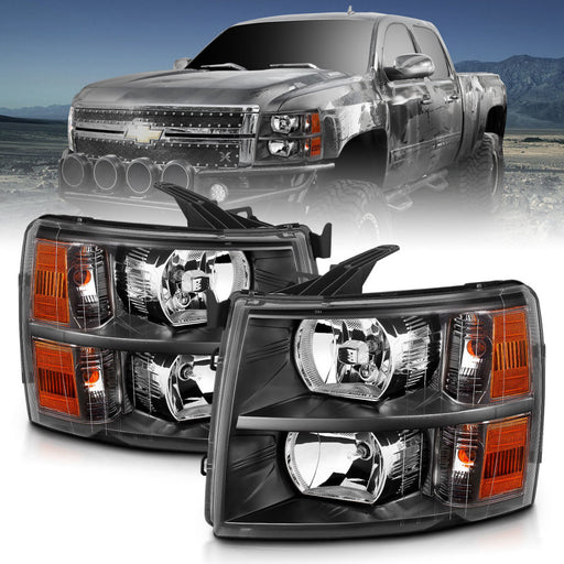 ANZO 2007-2013 Chevrolet Silverado Crystal Headlights BlackANZO