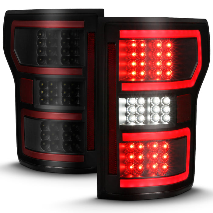 ANZO 18-19 Ford F-150 LED Taillight Black Housing Clear Lens Red Light Bar W/SequentialANZO