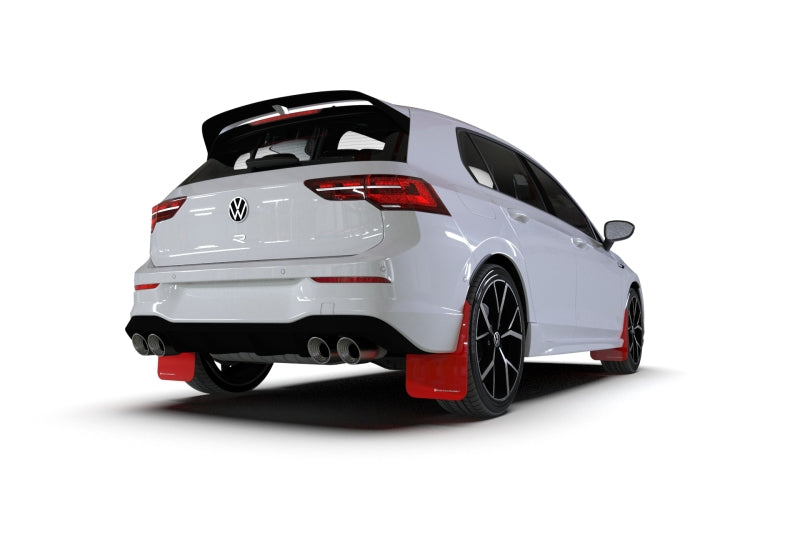 Rally Armor 2022 MK8 Volkswagen Golf GTI/R Red UR Mud Flap w/ White LogoRally Armor