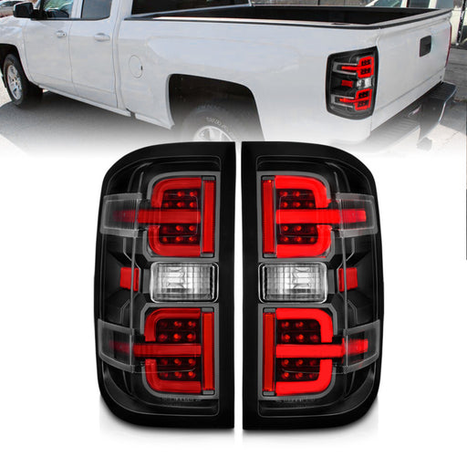 ANZO 15-19 Chevy Silverado 2500HD/3500HD (Halgn Only) LED Tail Lights w/Black Light Bar & Clear LensANZO