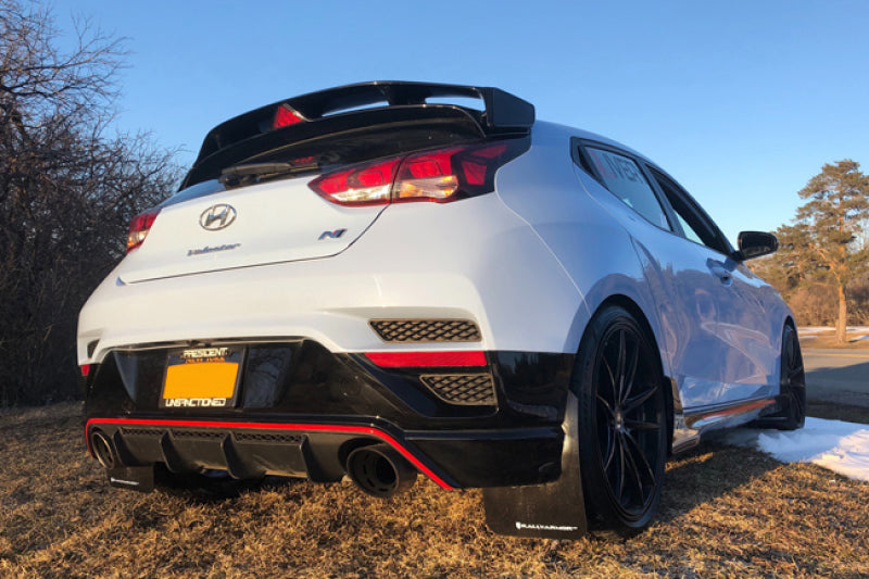 Rally Armor 19-22 Hyundai Veloster N Red UR Mud Flap w/ White LogoRally Armor