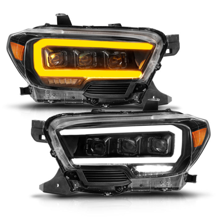 ANZO 16-22 Toyota Tacoma LED Projector Headlights w/ Light Bar Sequential Black Housing w/InitiationANZO