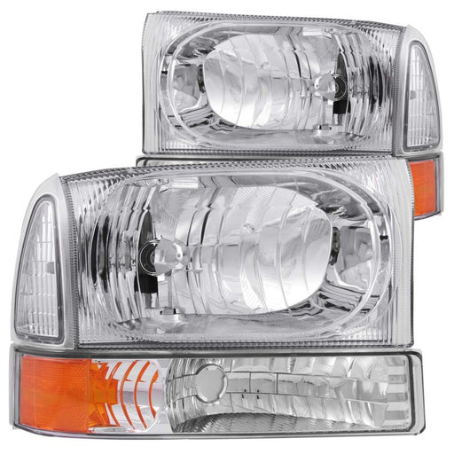 ANZO 2000-2004 Ford Excursion Crystal Headlights Chrome w/ Corner Lights 2pcANZO