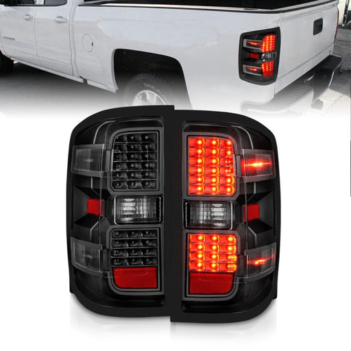 ANZO 15-19 Chevy Silverado 2500HD/3500HD (Factory Halogen Only) LED Tail Lights Black w/Clear LensANZO