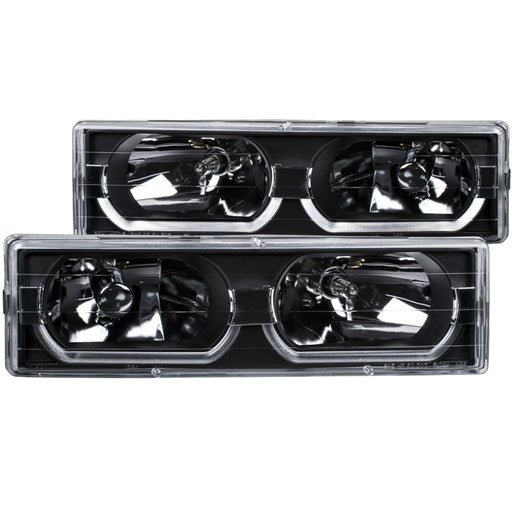 ANZO 1988-1998 Chevrolet C1500 Crystal Headlights Black w/ Low - BrowANZO