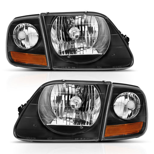 ANZO 1997-2003 Ford F150 Crystal Headlight Black w/ Parking LightANZO