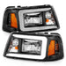 ANZO 2001-2011 Ford Ranger Crystal Headlights w/ Light Bar Black HousingANZO