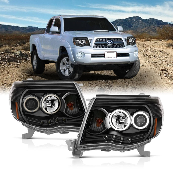 ANZO 2005-2011 Toyota Tacoma Projector Headlights w/ Halo BlackANZO