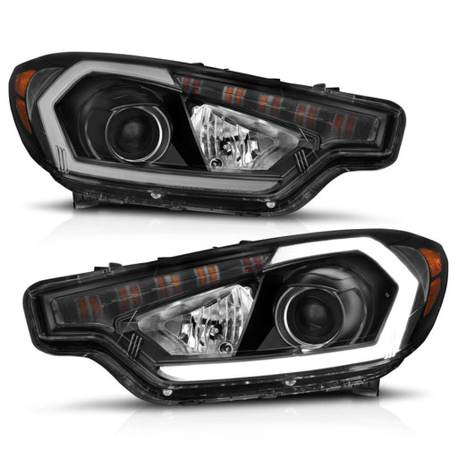 ANZO 2014-2016 Kia Forte Projector Headlights w/ Light Bar Black Housing w/ DRLANZO