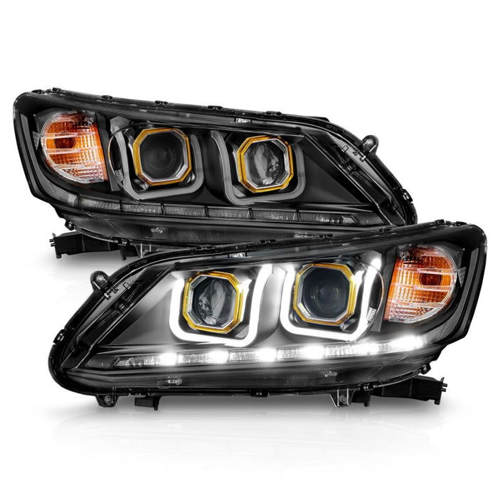 ANZO 2013-2015 Honda Accord Projector Headlights w/ U-Bar BlackANZO