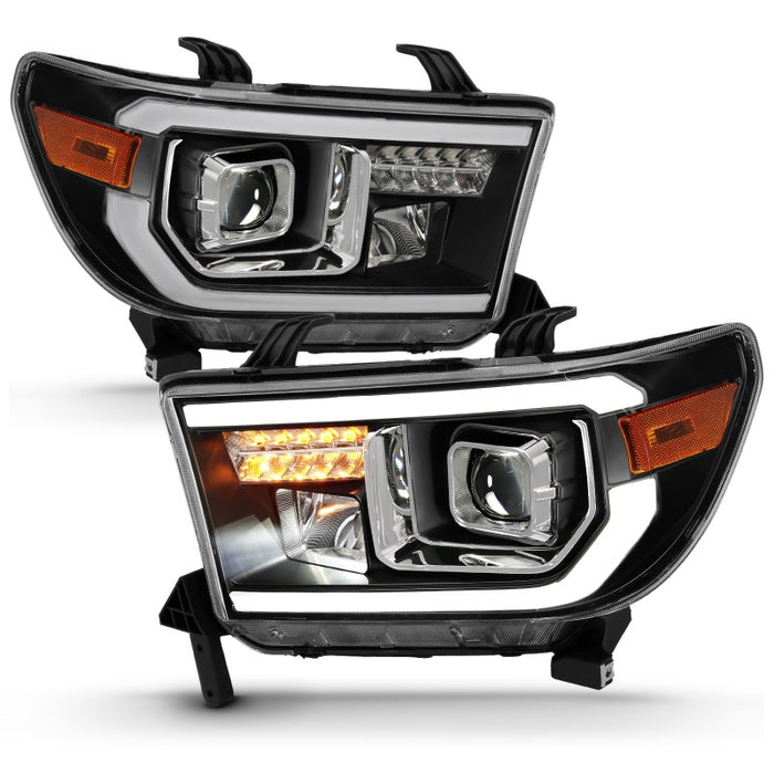 ANZO 2007-2014 Toyota Tundra Projector Light Bar H.L Black Amber(Led High Beam) (Halogen Version)ANZO