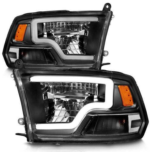 ANZO 2009-2020 Dodge Ram 1500 Full LED Square Projector Headlights w/ Chrome Housing Black AmberANZO