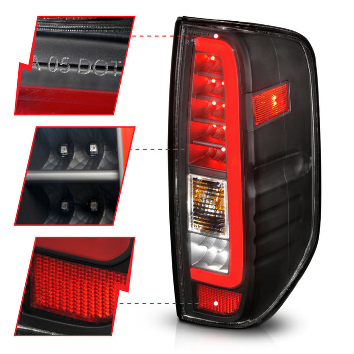 ANZO 2005-2021 Nissan Frontier LED Taillights Black Housing/Clear LensANZO