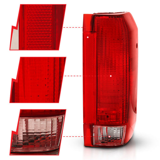 ANZO 1992-1996 Ford Bronco Taillight Red/Clear Lens (OE Replacement)ANZO