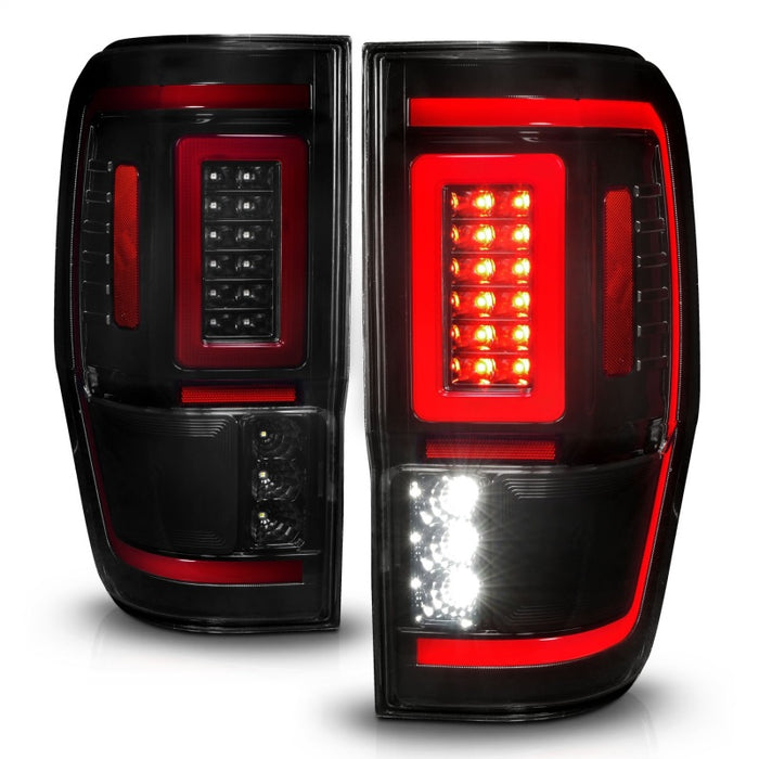 ANZO 19-22 Ford Ranger Full LED Taillights w/ Lightbar Sequential Signal Black Housing/Smoke LensANZO