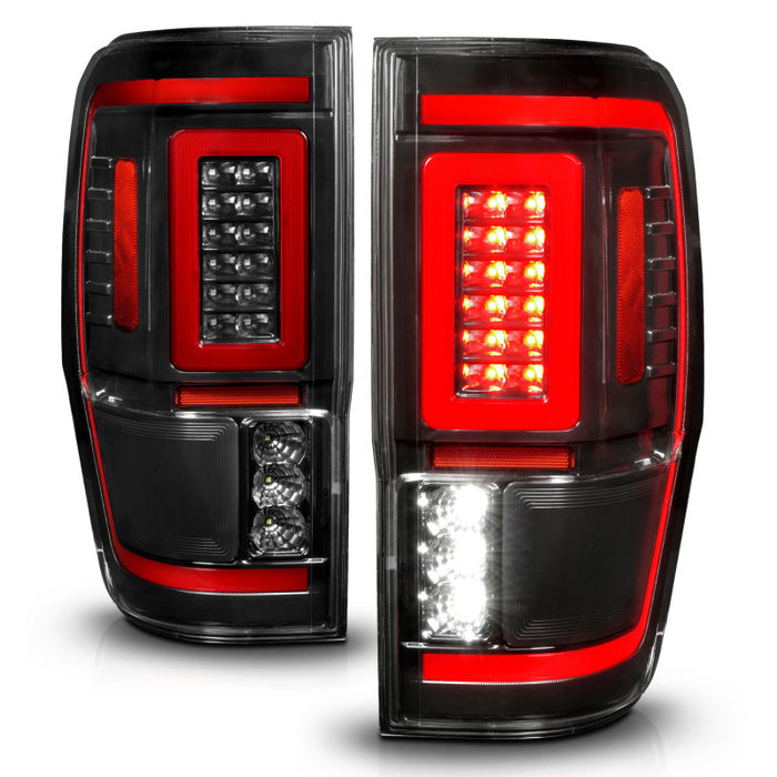 ANZO 19-22 Ford Ranger Full LED Taillights w/ Lightbar Sequential Signal Black Housing/Clear LensANZO