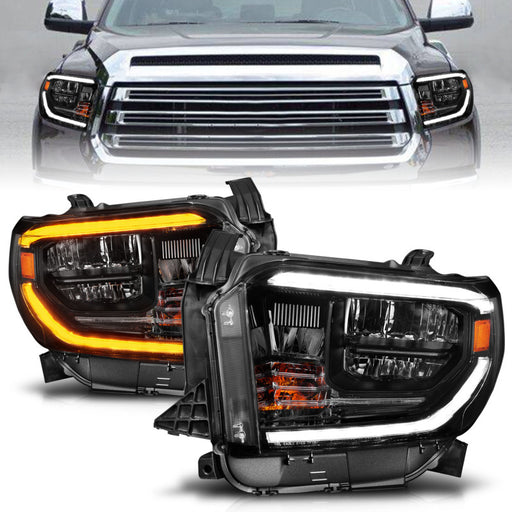 ANZO 2014-2017 Toyota Tundra LED Crystal Headlights w/ Switchback Black Housing w/ DRLANZO