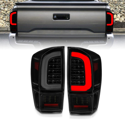 ANZO 16-21 Toyota Tacoma LED Tail Lights - w/ Light Bar Sequential Black Housing & Smoke LensANZO