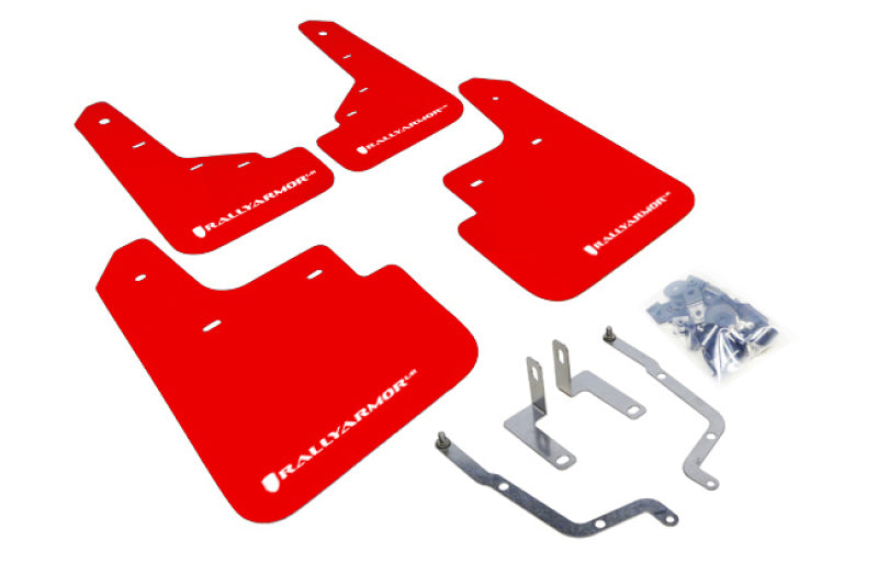 Rally Armor 14-18 Mazda 3/Speed3 Red UR Mud Flap w/ White LogoRally Armor