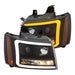 ANZO 07-14 Chevy Tahoe Projector Headlights w/ Plank Style Design Black w/ AmberANZO