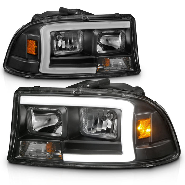 ANZO 97-04 Dodge Dakota/Durango Crystal headlight Set w/ Light Bar Black HousingANZO