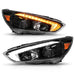 ANZO 15-18 Ford Focus Projector Headlights - w/ Light Bar Switchback Black HousingANZO