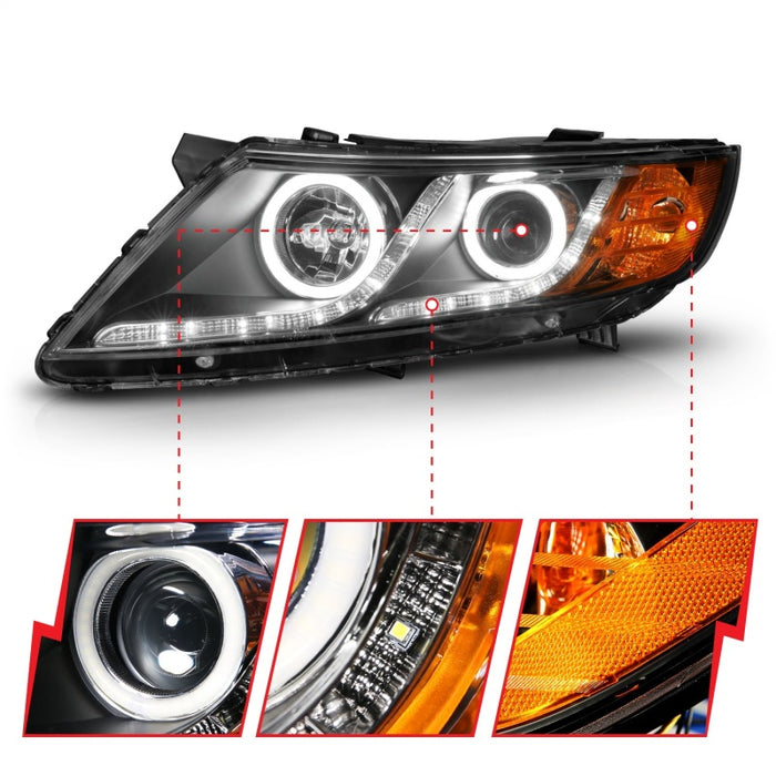 ANZO 2011-2013 Kia Optima Projector Headlights w/ Halo Black (CCFL)ANZO