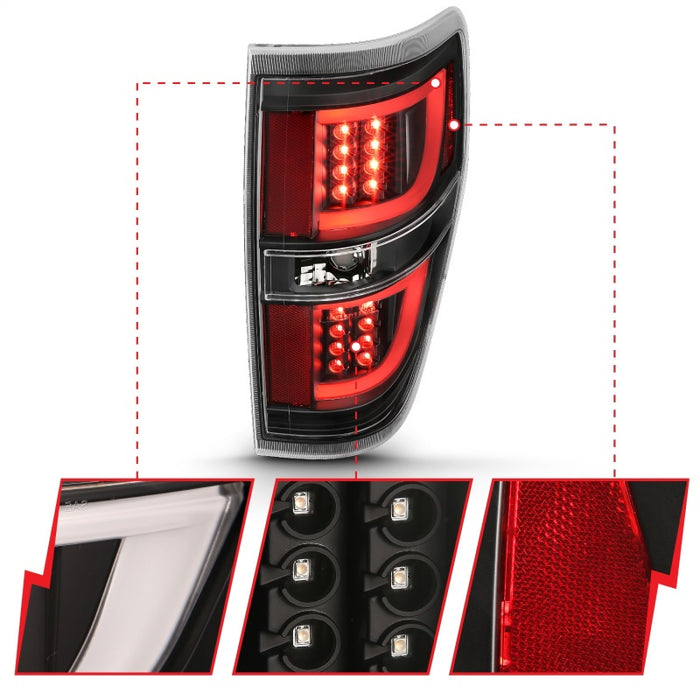 ANZO 2009-2013 Ford F-150 LED Taillights BlackANZO