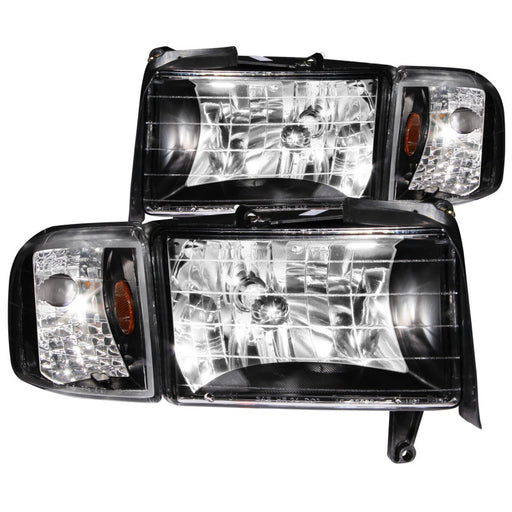 ANZO 1994-2001 Dodge Ram Crystal Headlights BlackANZO