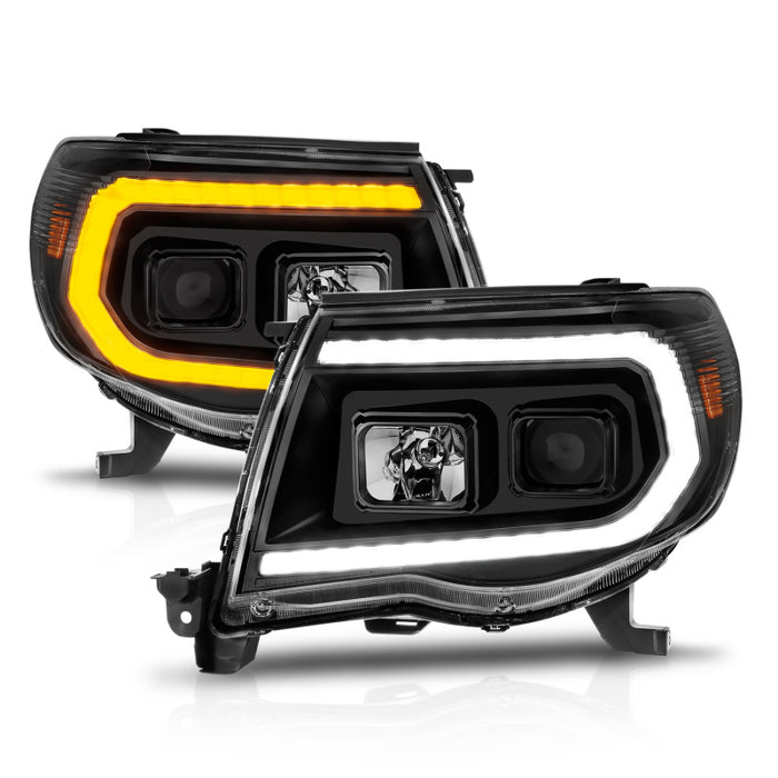 ANZO 05-11 Toyota Tacoma Projector Headlights w/Light Bar Switchback Black HousingANZO