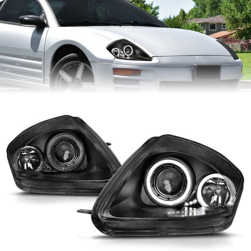 ANZO 2000-2005 Mitsubishi Eclipse Projector Headlights w/ Halo BlackANZO