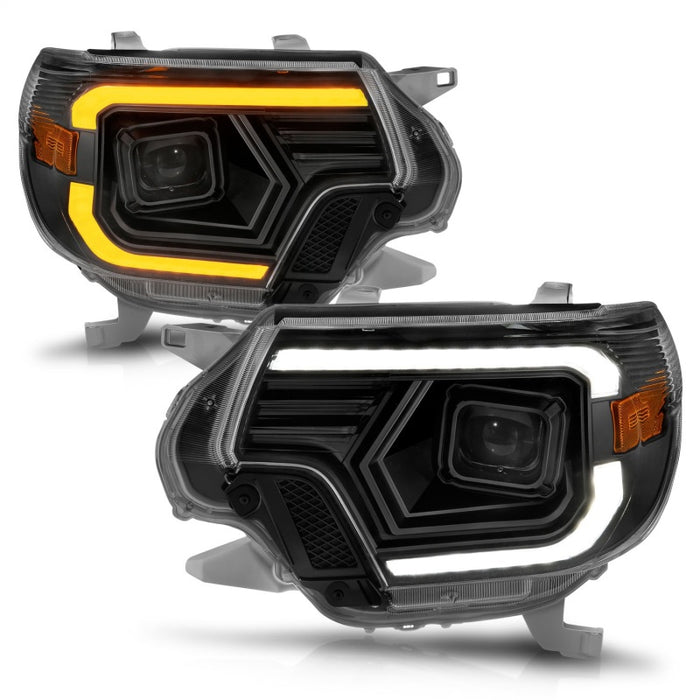 ANZO 12-15 Toyota Tacoma Projector Headlights - w/ Light Bar Switchback Black HousingANZO