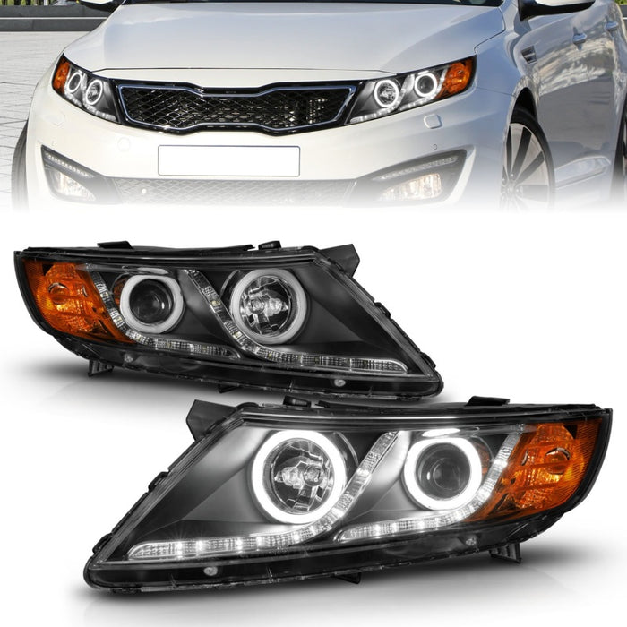 ANZO 2011-2013 Kia Optima Projector Headlights w/ Halo Black (CCFL)ANZO