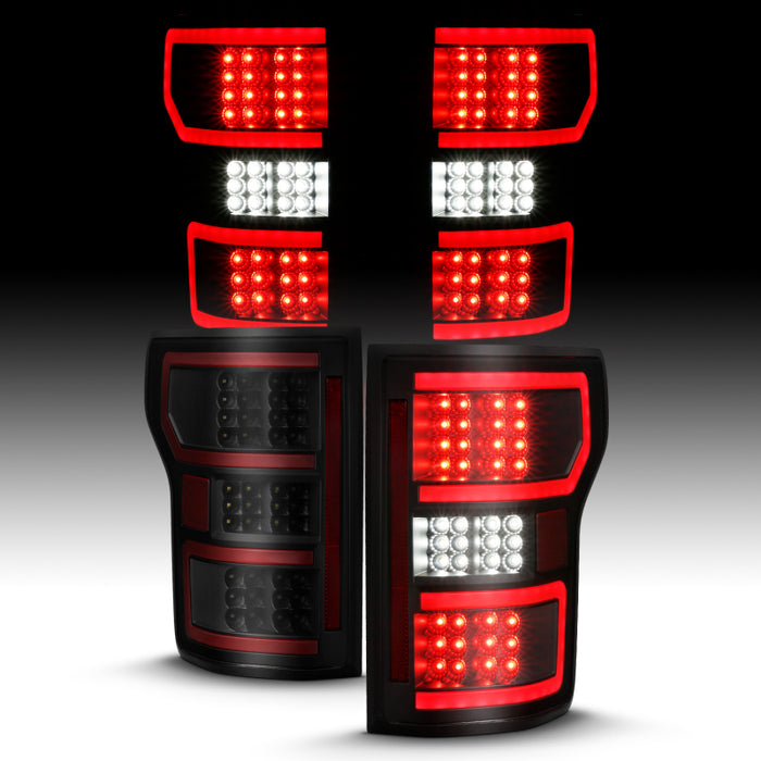 ANZO 18-19 Ford F-150 LED Taillight Black Housing Clear Lens Red Light Bar W/SequentialANZO