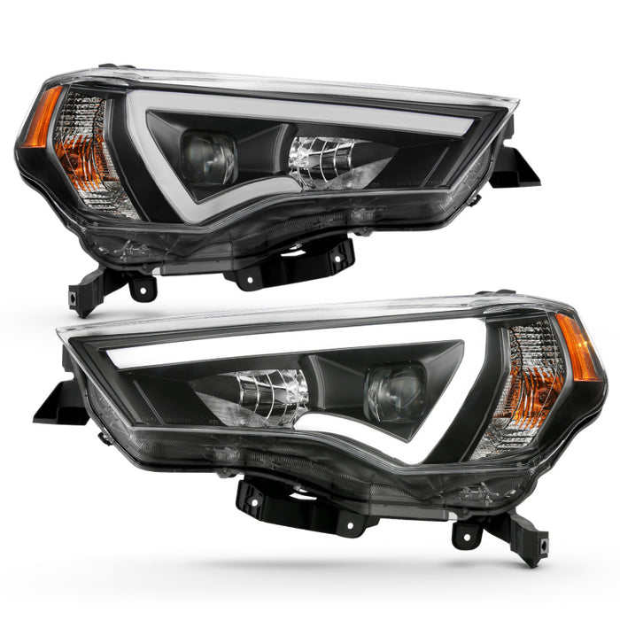 ANZO 14-18 Toyota 4 Runner Plank Style Projector Headlights Black w/ AmberANZO