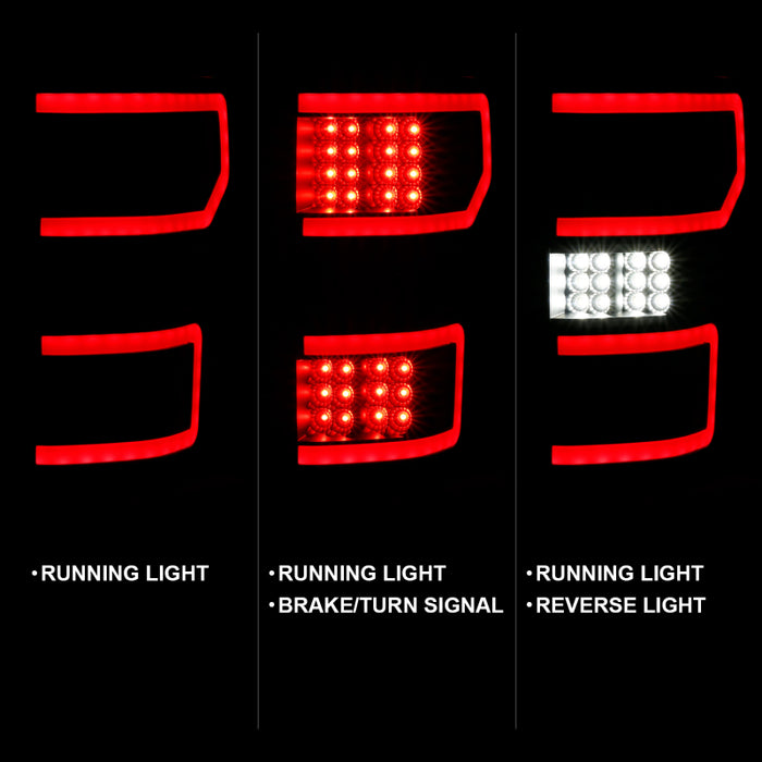 ANZO 18-19 Ford F-150 LED Taillight Black Housing Clear Lens Red Light Bar W/SequentialANZO