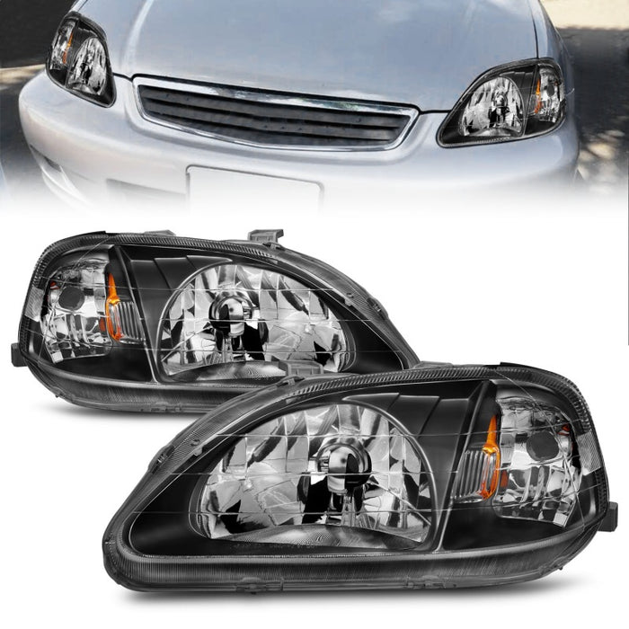 ANZO 1999-2000 Honda Civic Crystal Headlights BlackANZO