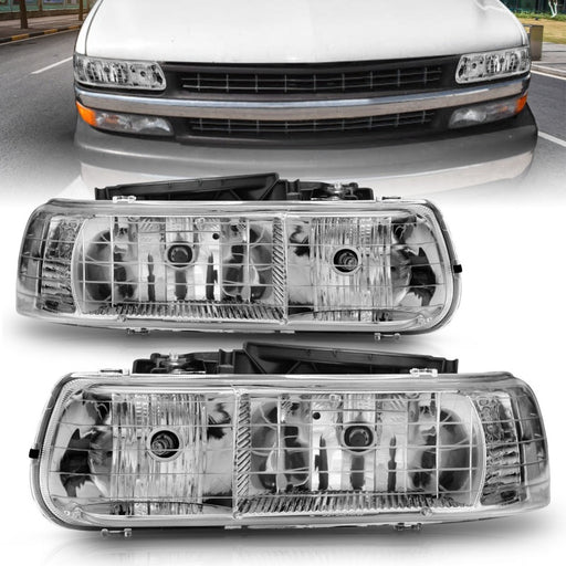 ANZO 1999-2002 Chevrolet Silverado 1500 Crystal Headlights ChromeANZO