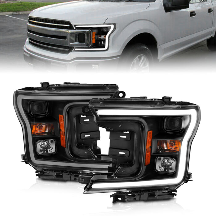 ANZO 2018-2019 Ford F-150 Projector Plank Style H.L. Black Amber (Without Switchback)ANZO