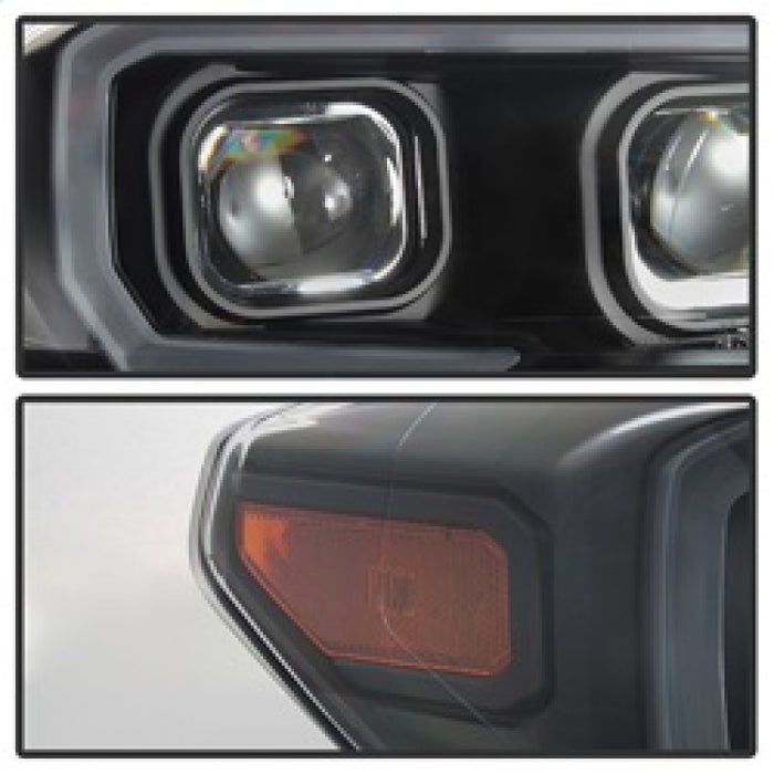 xTune Toyota Tacoma 16-18 DRL Light Bar Projector Headlights - Black PRO-JH-TTA16-LBDRL-BKSPYDER