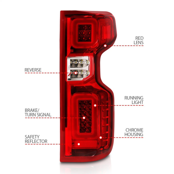 Anzo 19-21 Chevy Silverado Full LED Tailights Chrome Housing Red/Clear Lens G2 (w/C Light Bars)ANZO