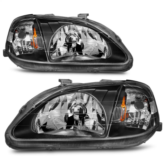 ANZO 1999-2000 Honda Civic Crystal Headlights BlackANZO