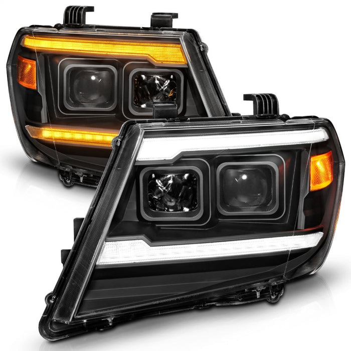 ANZO 09-20 Nissan Frontier Black Projector Plank Style DRL w/ Switchback & Sequential LED DRLANZO