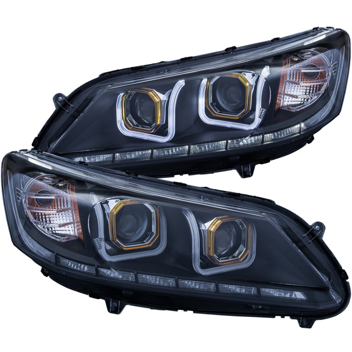 ANZO 2013-2015 Honda Accord Projector Headlights w/ U-Bar BlackANZO