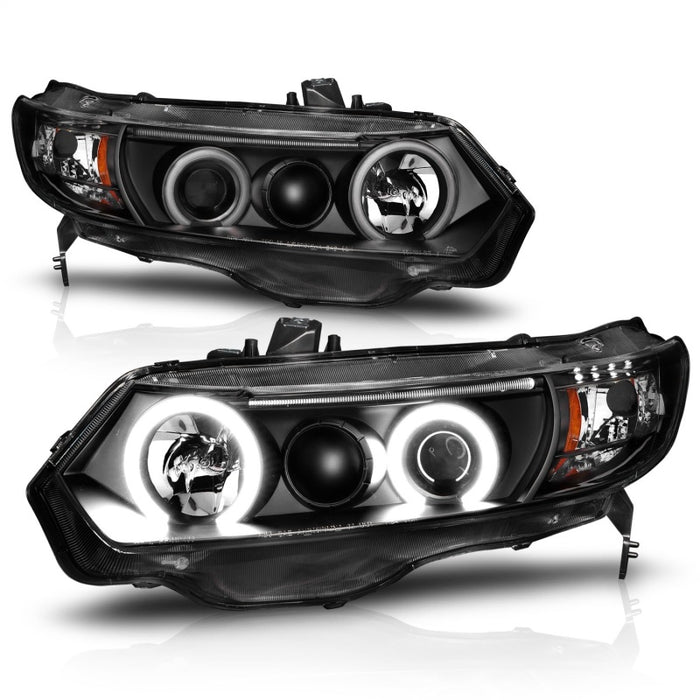 ANZO 2006-2011 Honda Civic Projector Headlights w/ Halo Black (CCFL)ANZO